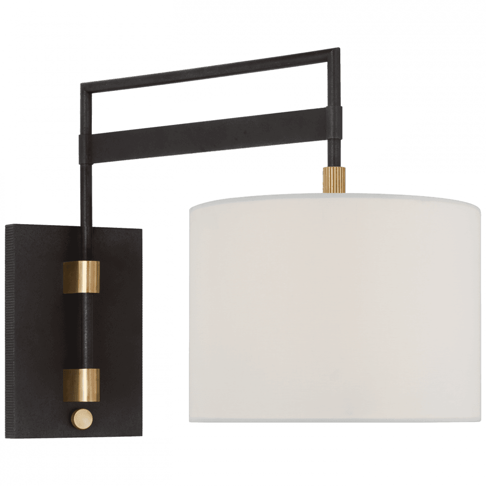 Visual Comfort Signature Gael Medium Articulating Wall Light Warm Iron and Antique Brass