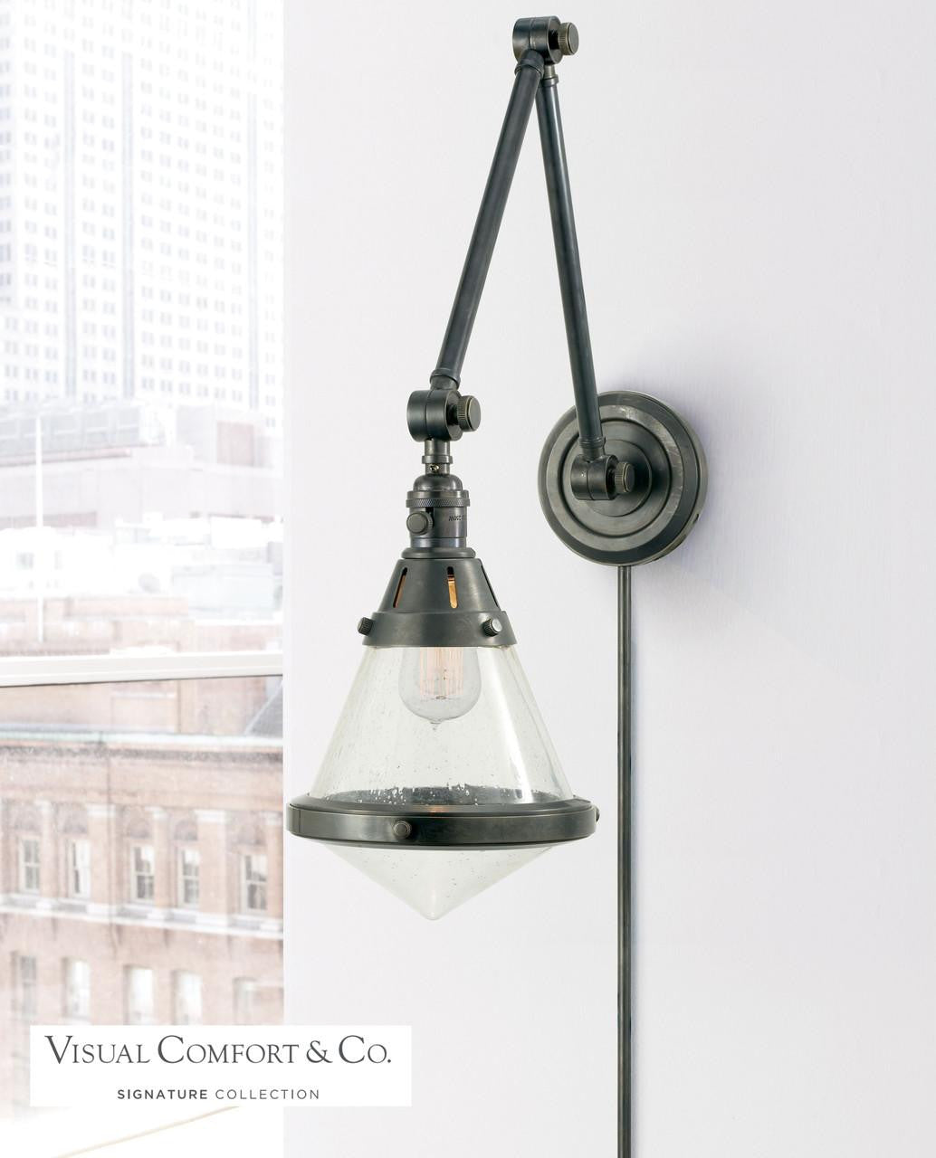 Visual Comfort Signature Gale Library Wall Sconce With Plug Polished Nickel