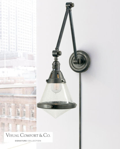 Visual Comfort Signature Gale Library Wall Sconce With Plug Polished Nickel