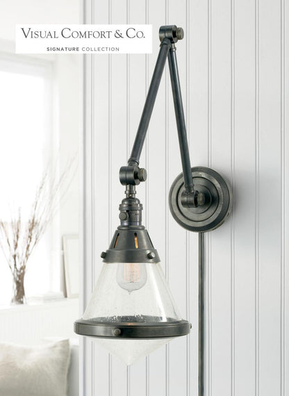 Visual Comfort Signature Gale Library Wall Sconce With Plug Bronze