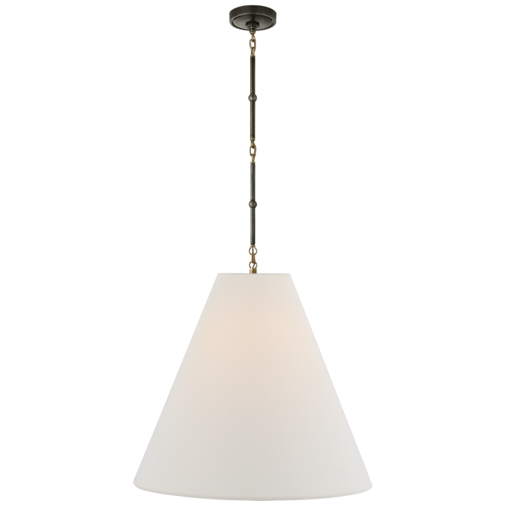 Visual Comfort Signature Goodman Large Hanging Lamp Bronze with Antique Brass