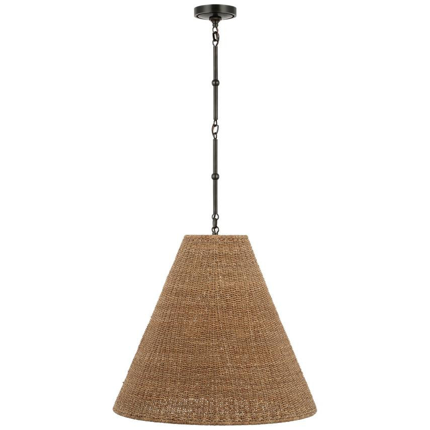 Visual Comfort Signature Goodman Large Hanging Lamp Bronze and Hand-Rubbed Antique Brass