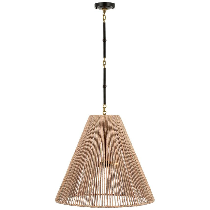 Visual Comfort Signature Goodman Large Hanging Lamp Bronze with Antique Brass