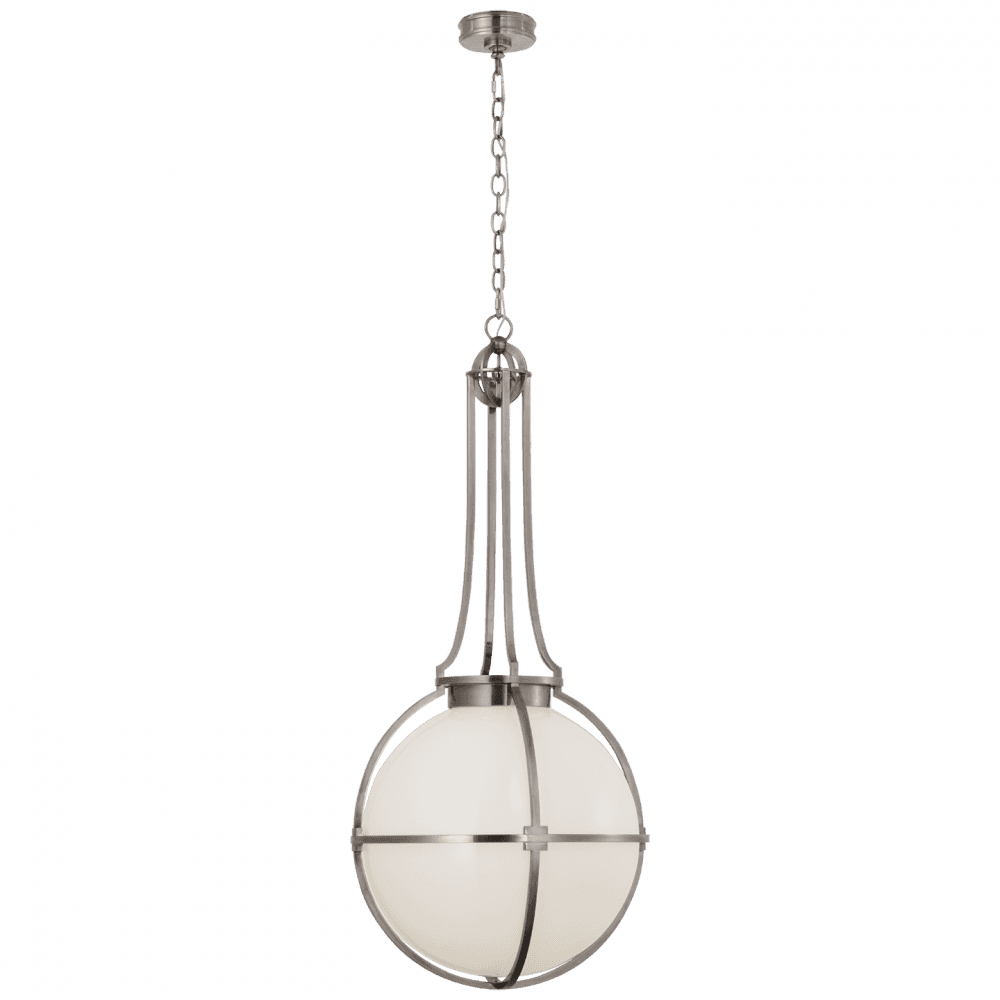 Visual Comfort Signature Gracie Large Captured Globe Pendant Antique Nickel