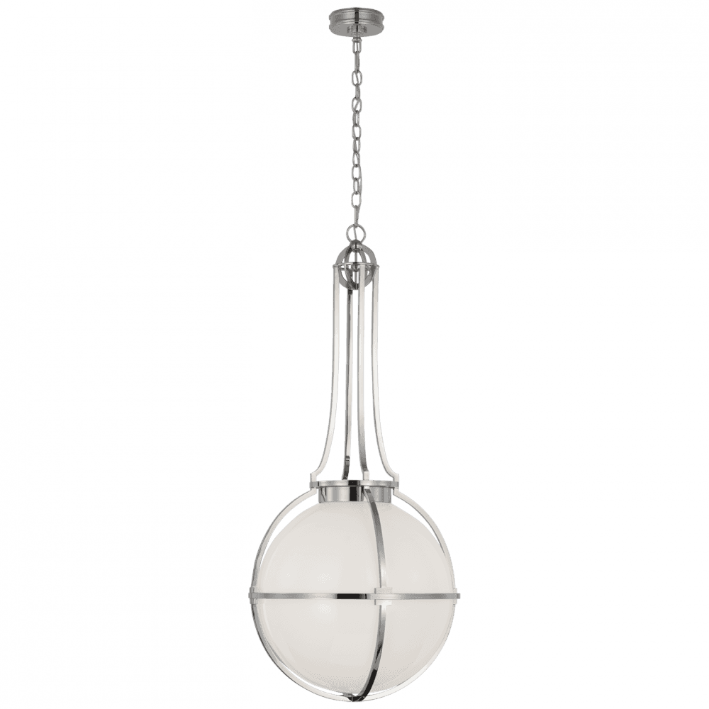Visual Comfort Signature Gracie Large Captured Globe Pendant Polished Nickel