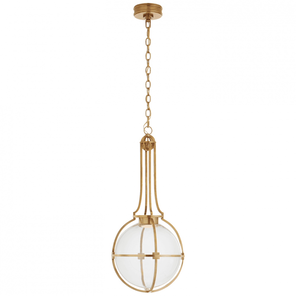 Visual Comfort Signature Gracie Medium Captured Globe Pendant Antique-Burnished Brass