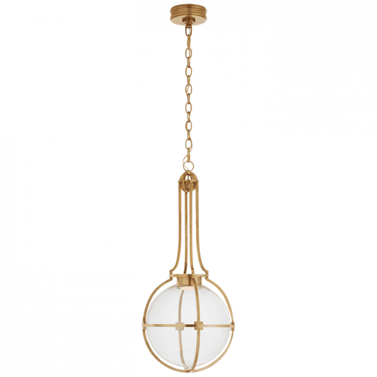 Visual Comfort Signature Gracie Medium Captured Globe Pendant Antique-Burnished Brass