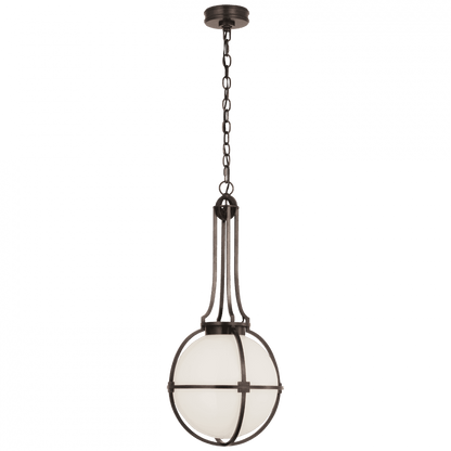 Visual Comfort Signature Gracie Medium Captured Globe Pendant Bronze White Glass