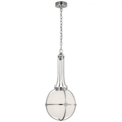 Visual Comfort Signature Gracie Medium Captured Globe Pendant Polished Nickel White Glass