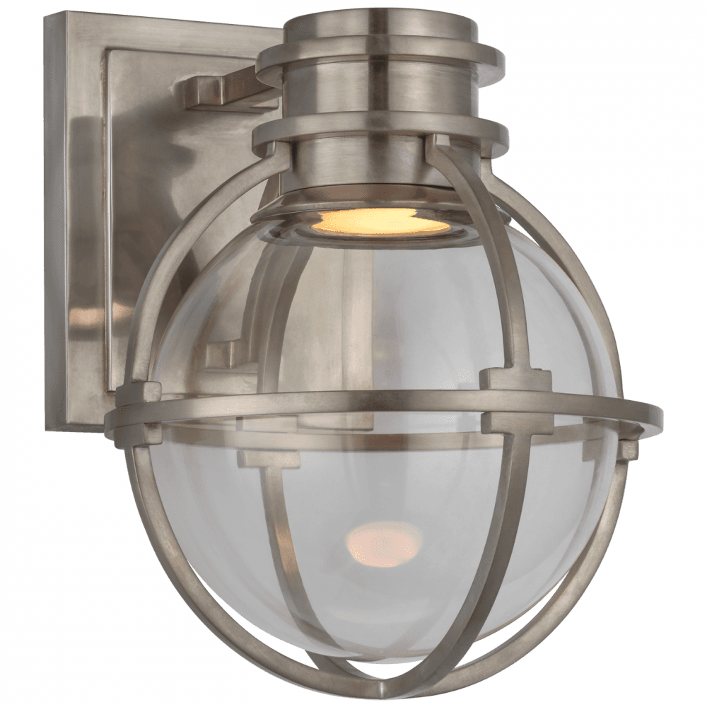 Visual Comfort & Co. Signature Collection Gracie Wall Sconce, LED, Antique Nickel, Clear Glass, 8.75"H (CHD 2480AN-CG CU3DA)