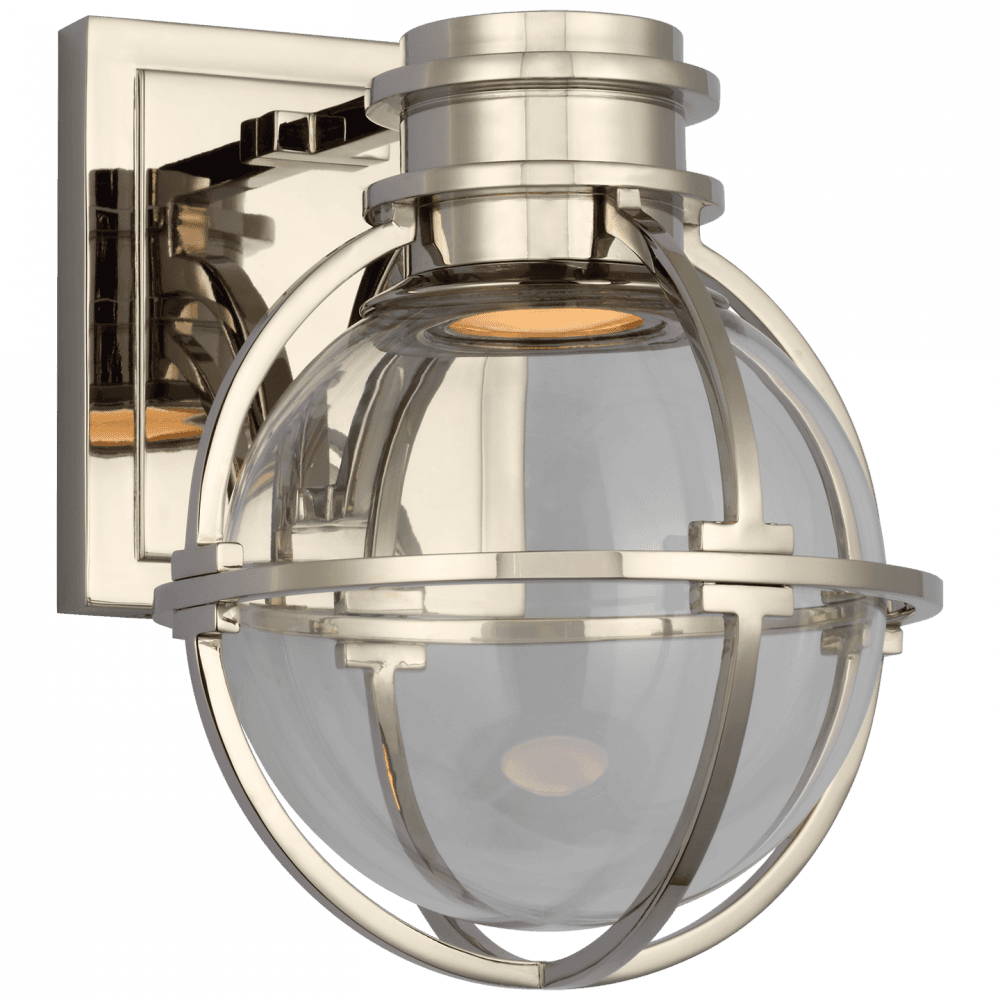 Visual Comfort & Co. Signature Collection Gracie Wall Sconce, LED, Polished Nickel, Clear Glass, 8.75"H (CHD 2480PN-CG CU3DC)
