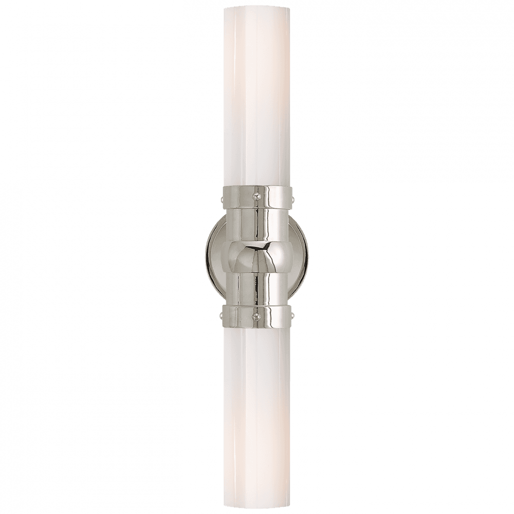 Visual Comfort & Co. Signature Collection Graydon Bath Vanity, 2-Light, Polished Nickel, White Glass, 18"H (TOB 2186PN-WG 2CVH4)