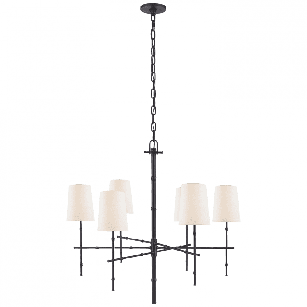 Visual Comfort Signature Grenol Modern Bamboo Chandelier Bronze