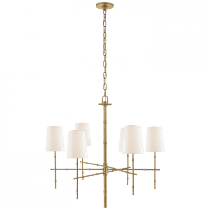 Visual Comfort Signature Grenol Medium Modern Bamboo Chandelier Hand-Rubbed Antique Brass