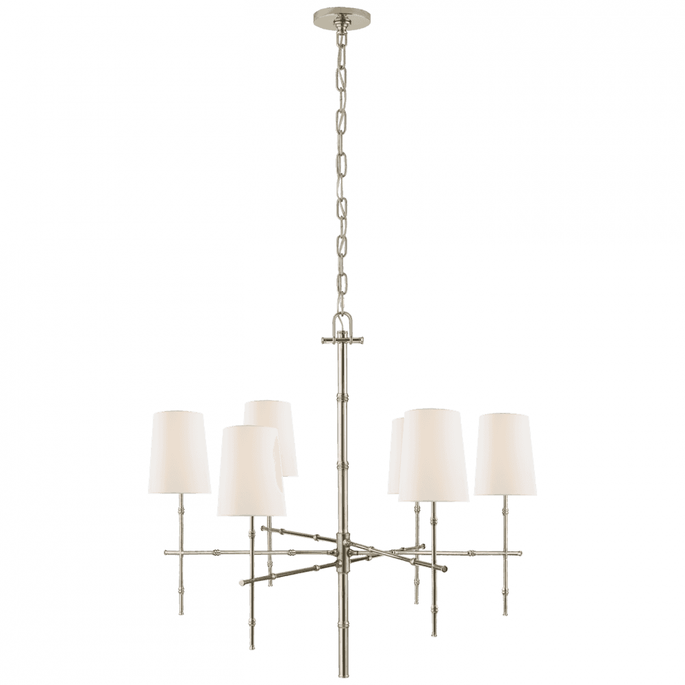 Visual Comfort Signature Grenol Medium Modern Bamboo Chandelier Polished Nickel