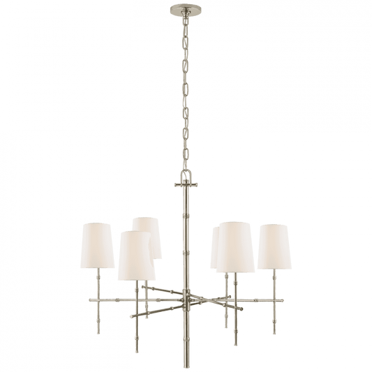 Visual Comfort Signature Grenol Medium Modern Bamboo Chandelier Polished Nickel