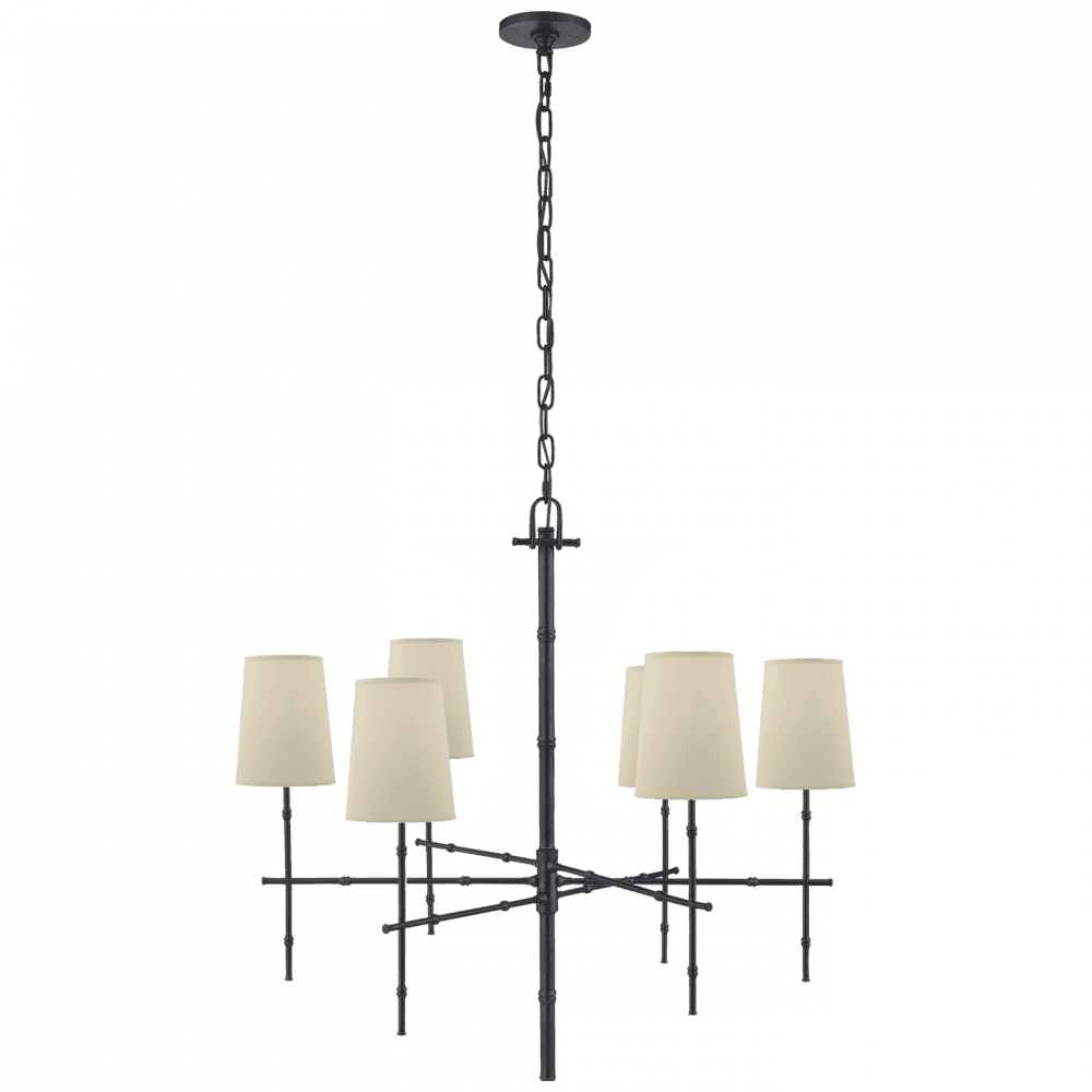 Visual Comfort & Co. Signature Collection Grenol Modern Bamboo Chandelier, 6-Light, Bronze, 33.25"W (S 5161BZ-PL 2V7P2)