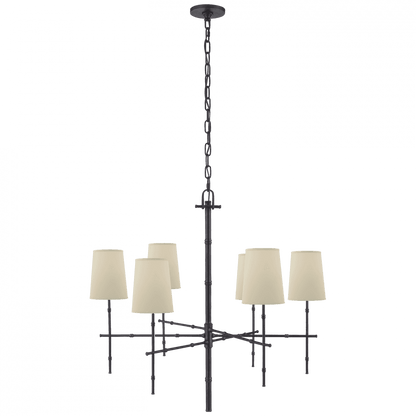 Visual Comfort & Co. Signature Collection Grenol Modern Bamboo Chandelier, 6-Light, Bronze, 33.25"W (S 5161BZ-PL 2V7P2)