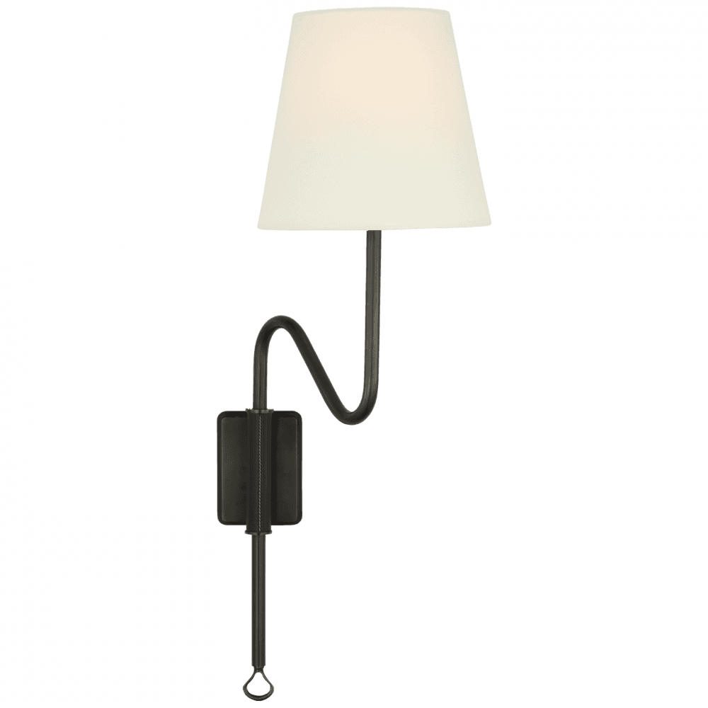 Visual Comfort Signature Griffin Articulating Wall Sconce Bronze and Chocolate Leather