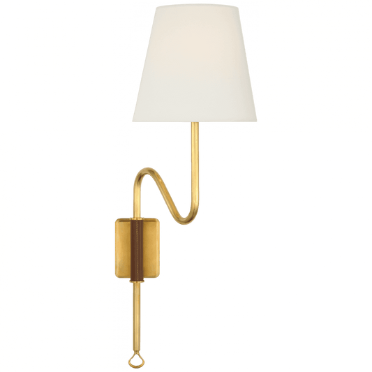 Visual Comfort Signature Griffin Articulating Wall Sconce Hand-Rubbed Antique Brass and Saddle Leathe