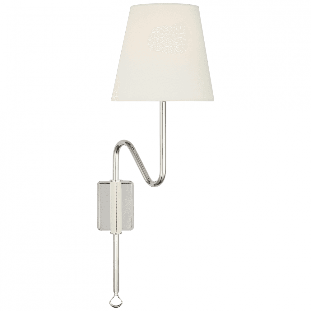Visual Comfort Signature Griffin Articulating Wall Sconce Polished Nickel and Parchment Leather