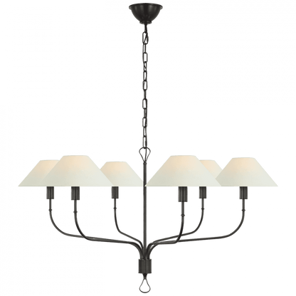 Visual Comfort Signature Griffin Extra Large Tail Chandelier Bronze and Chocolate Leather
