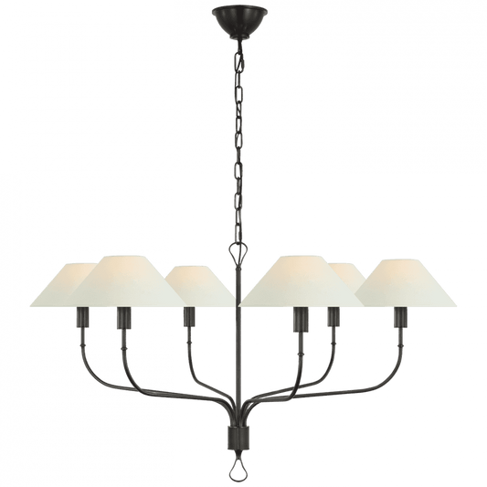 Visual Comfort Signature Griffin Extra Large Tail Chandelier Bronze and Chocolate Leather
