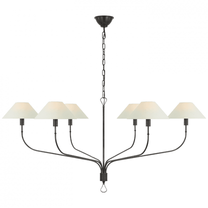 Visual Comfort Signature Griffin Grande Tail Chandelier Bronze and Chocolate Leather