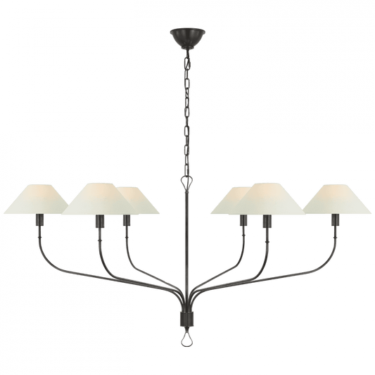 Visual Comfort Signature Griffin Grande Tail Chandelier Bronze and Chocolate Leather