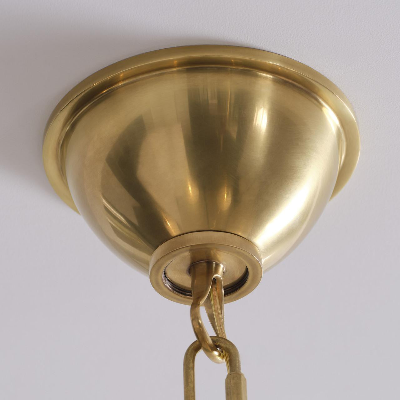 Visual Comfort Signature Griffin Grande Tail Chandelier Polished Nickel and Parchment Leather