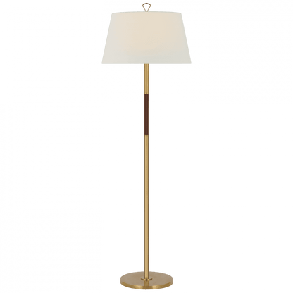 Visual Comfort Signature Griffin Large Floor Lamp Hand-Rubbed Antique Brass and Saddle Leathe