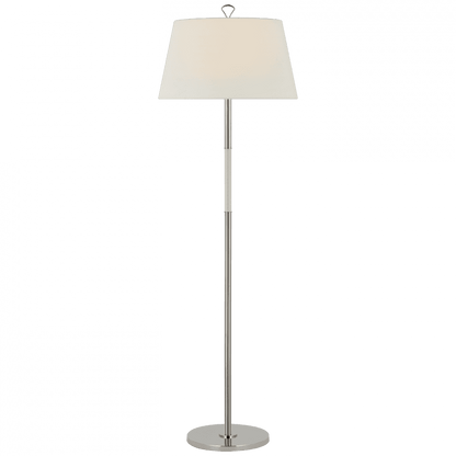 Visual Comfort Signature Griffin Large Floor Lamp Polished Nickel and Parchment Leather