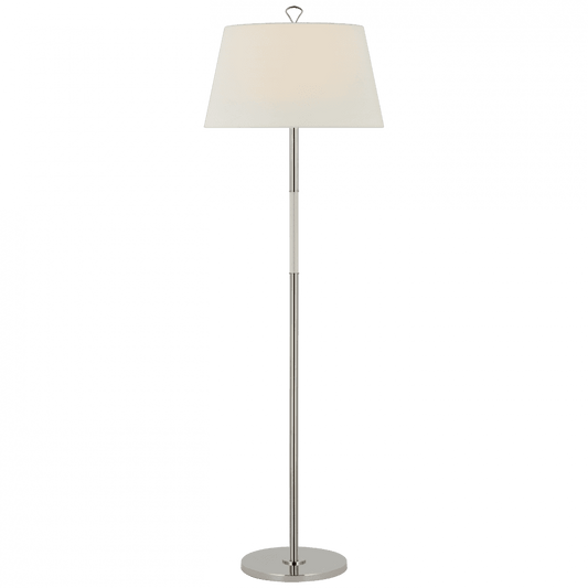 Visual Comfort Signature Griffin Large Floor Lamp Polished Nickel and Parchment Leather