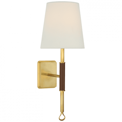 Visual Comfort Signature Griffin Wall Sconce Hand-Rubbed Antique Brass and Saddle Leathe