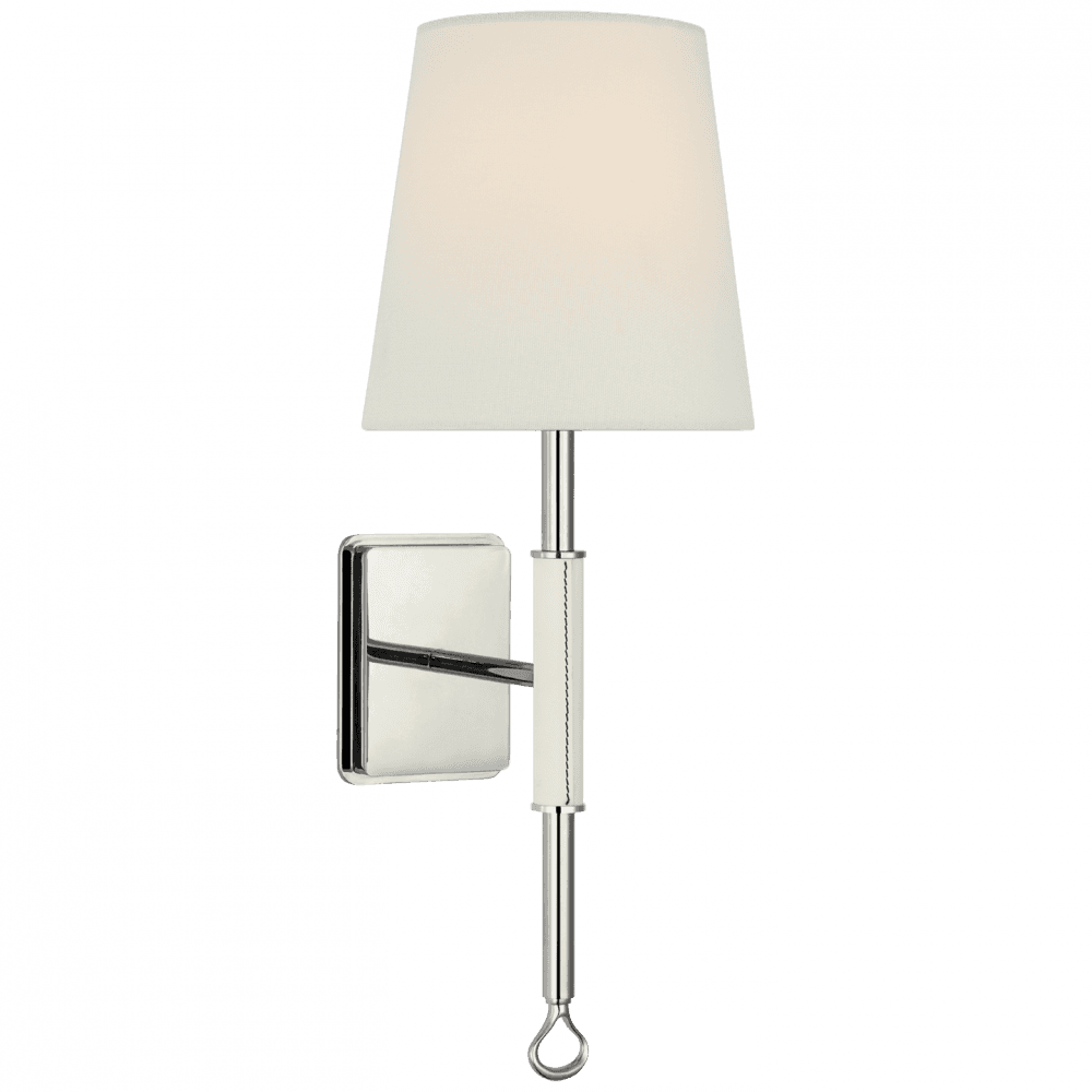 Visual Comfort Signature Griffin Wall Sconce Polished Nickel and Parchment Leather