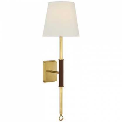 Visual Comfort Signature Griffin Tail Wall Sconce Hand-Rubbed Antique Brass and Saddle Leathe