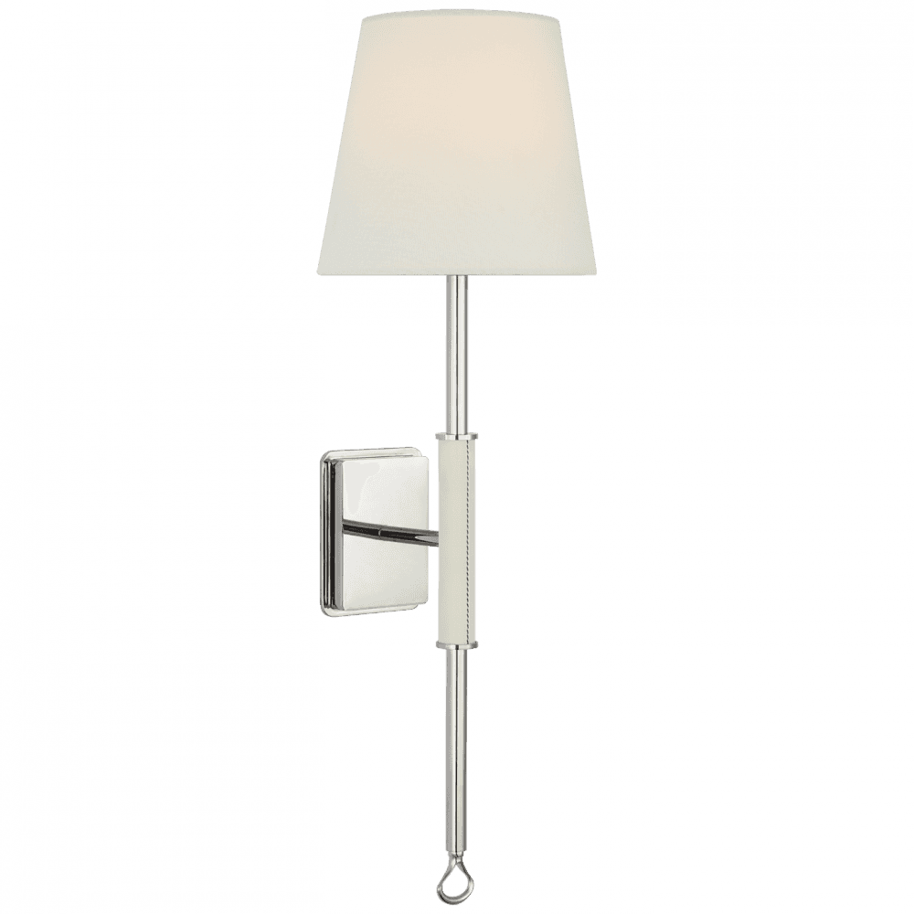 Visual Comfort Signature Griffin Tail Wall Sconce Polished Nickel and Parchment Leather