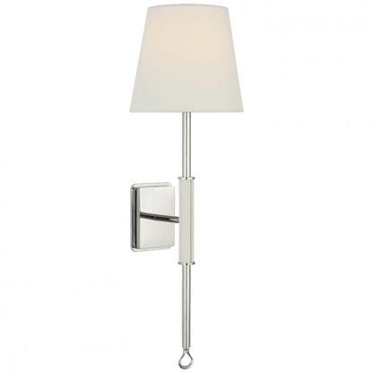 Visual Comfort Signature Griffin Tail Wall Sconce Polished Nickel and Parchment Leather