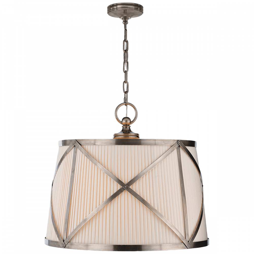 Visual Comfort Signature Grosvenor Drum Shade Pendant Antique Nickel