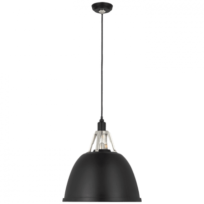 Visual Comfort & Co. Signature Collection Gunner Pendant - Black and Polished Aluminum 22"