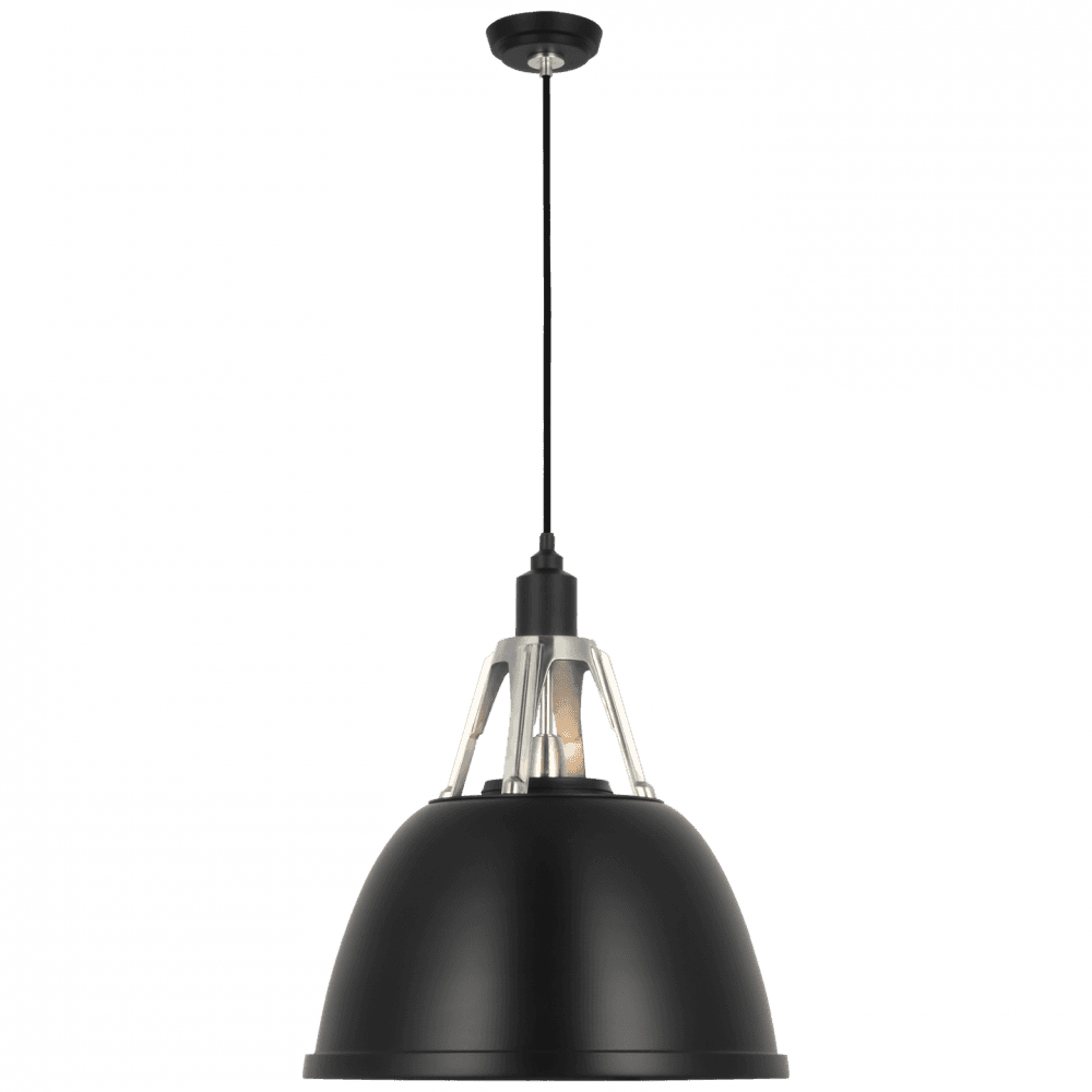 Visual Comfort Signature Gunner Pendant Black and Polished Aluminum