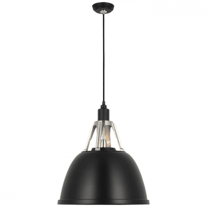 Visual Comfort Signature Gunner Pendant Black and Polished Aluminum