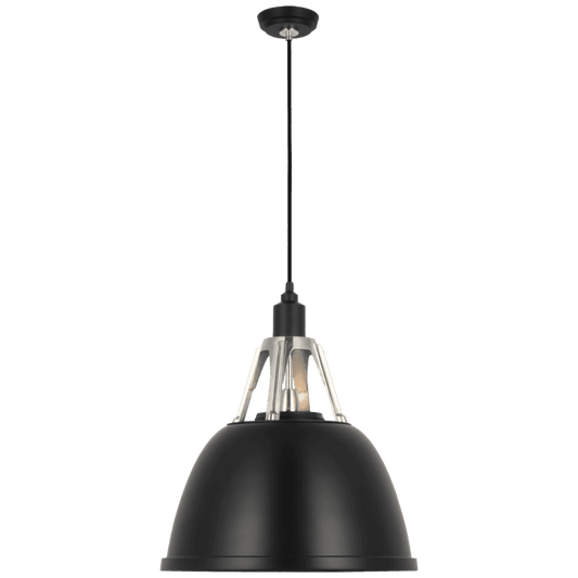 Visual Comfort Signature Gunner Pendant Black and Polished Aluminum