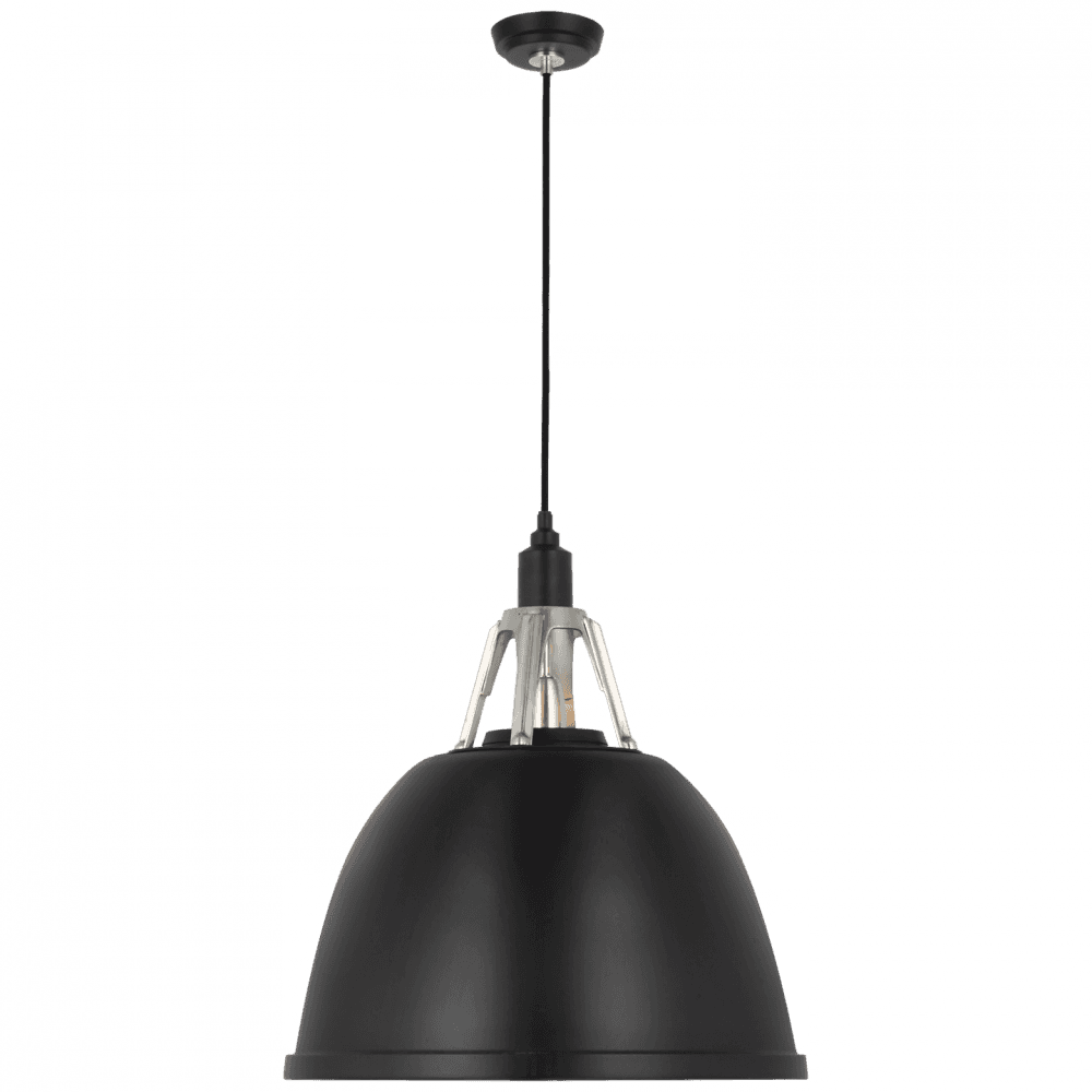 Visual Comfort Signature Gunner Pendant Black and Polished Aluminum