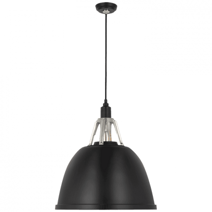 Visual Comfort Signature Gunner Pendant Black and Polished Aluminum