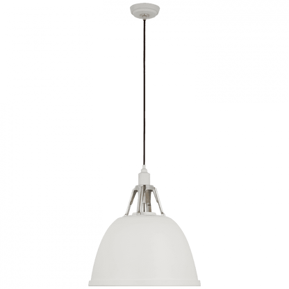 Visual Comfort Signature Gunner Pendant White and Polished Aluminum