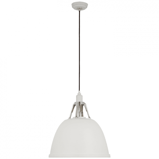 Visual Comfort Signature Gunner Pendant White and Polished Aluminum