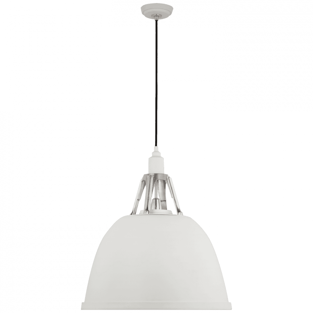 Visual Comfort Signature Gunner Pendant White and Polished Aluminum