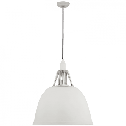 Visual Comfort Signature Gunner Pendant White and Polished Aluminum