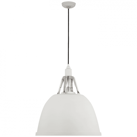 Visual Comfort Signature Gunner Pendant White and Polished Aluminum